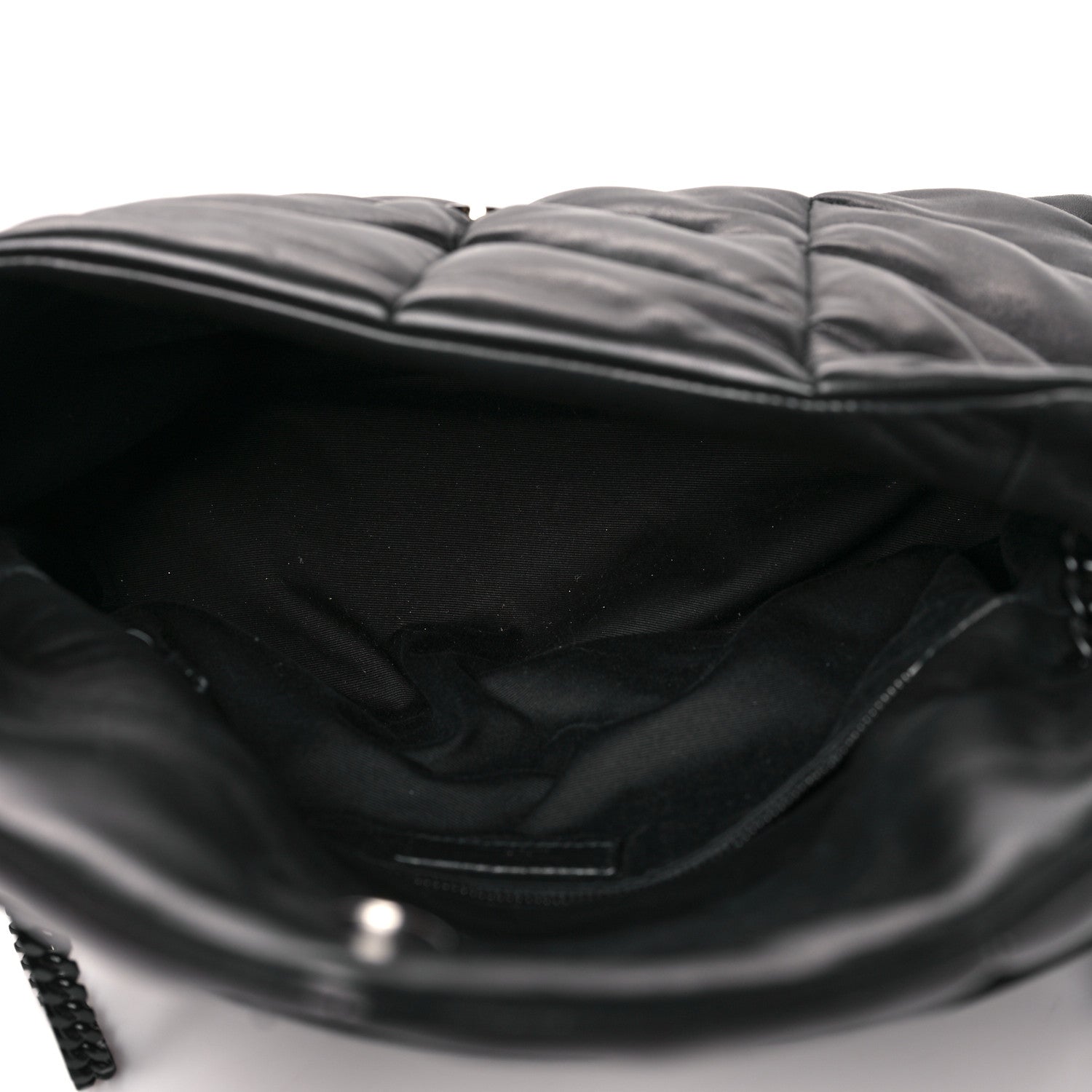 Saint Laurent Lambskin Quilted Medium Loulou Puffer Monogram Chain Satchel Black 5 of 9
