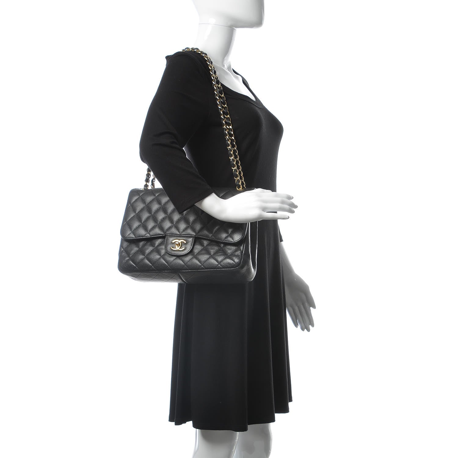 Chanel Caviar Quilted Jumbo Double Flap Black 2 of 11