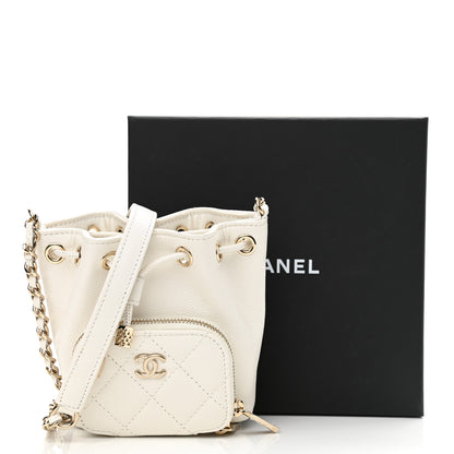 Chanel Caviar Quilted Mini CC Pocket Bucket Bag White 11 of 11