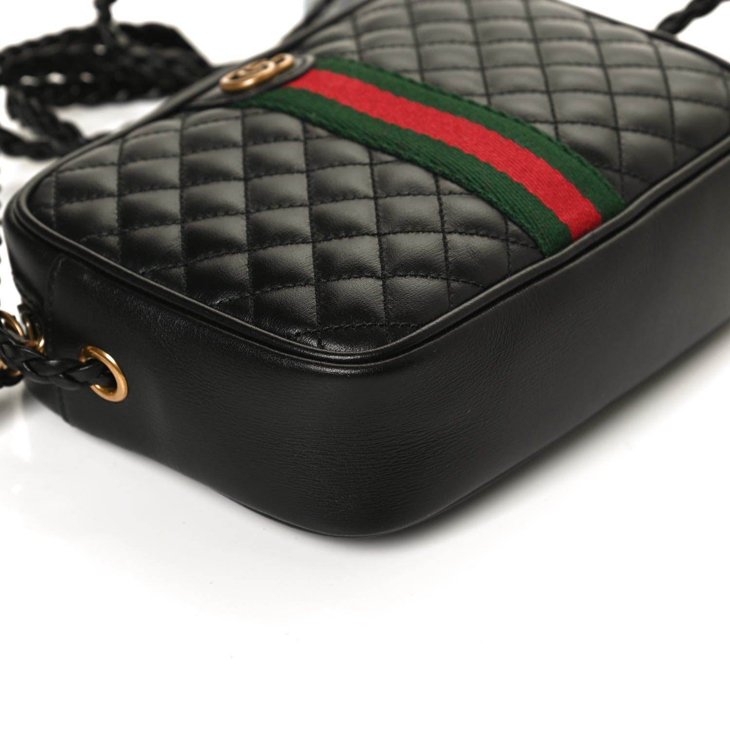 Gucci Calfskin Trapuntata Web Mini GG Shoulder Bag Black 10 of 10