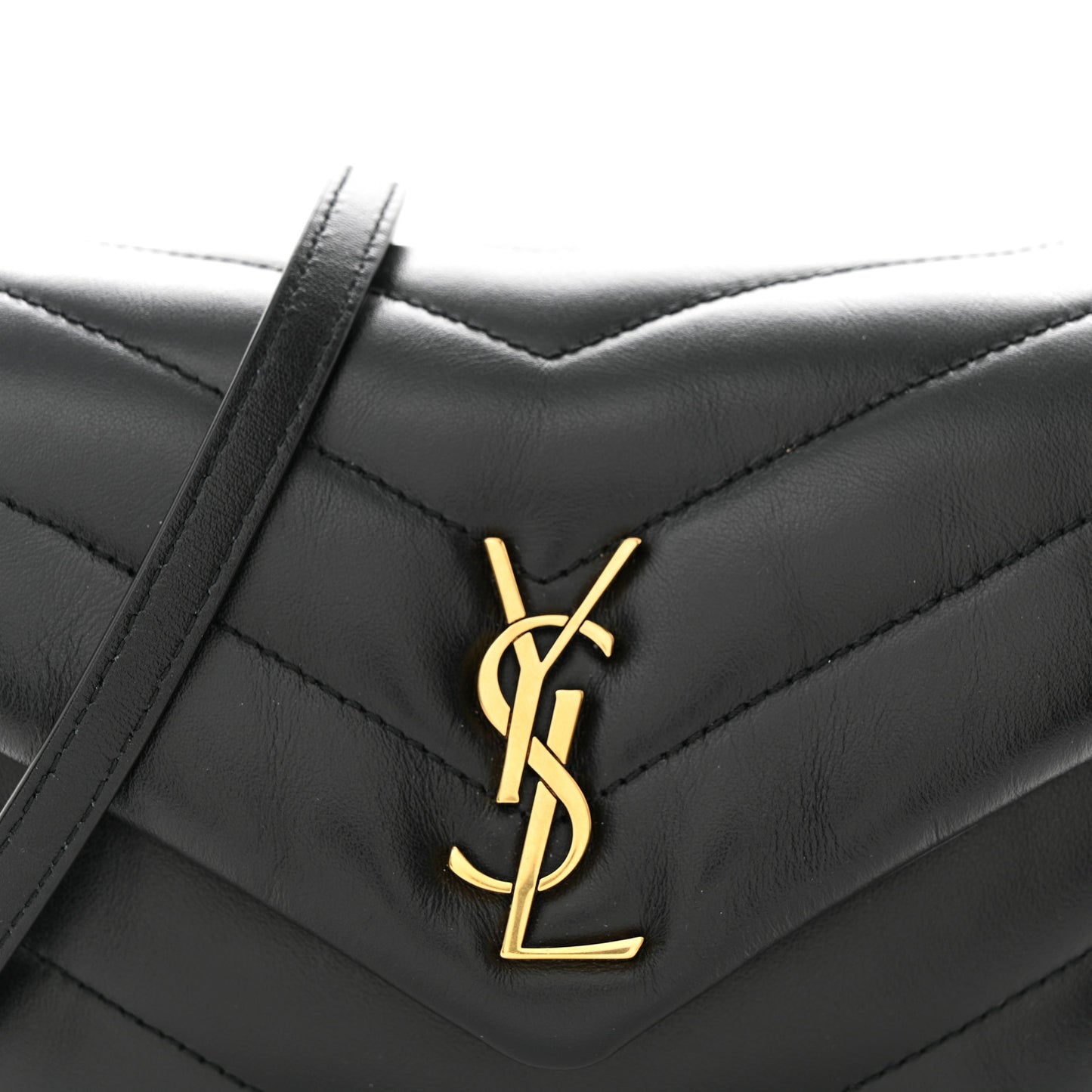 Calfskin Y Quilted Monogram Toy Loulou Crossbody Bag Black