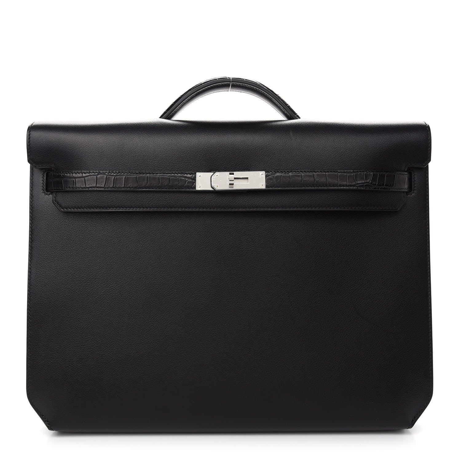 Hermes Shiny Porosus Crocodile Evergrain Kelly Depeches Touch 36 Black 1 of 16