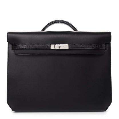 Hermes Shiny Porosus Crocodile Evergrain Kelly Depeches Touch 36 Black 1 of 16