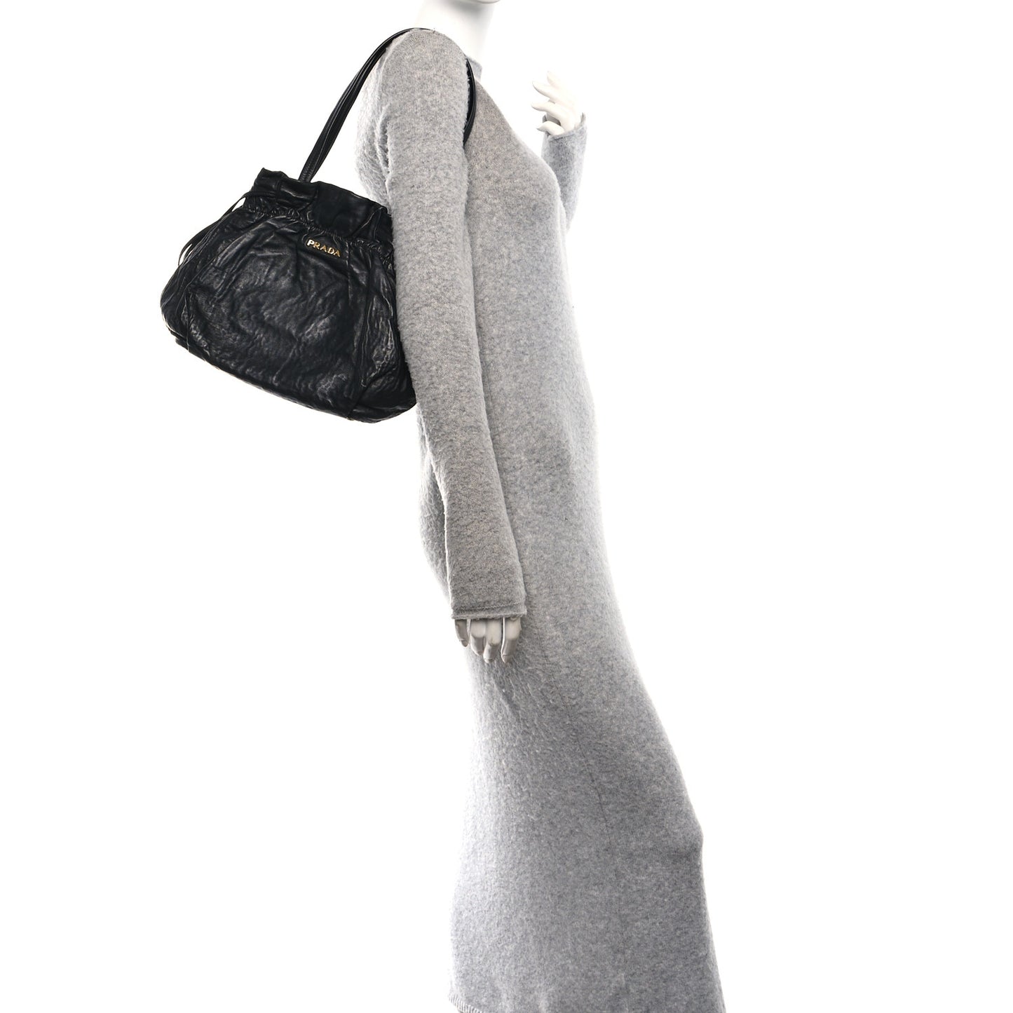 Nappa Antique Drawstring Tote Black