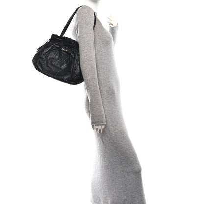 Prada Nappa Antique Drawstring Tote Black 2 of 9