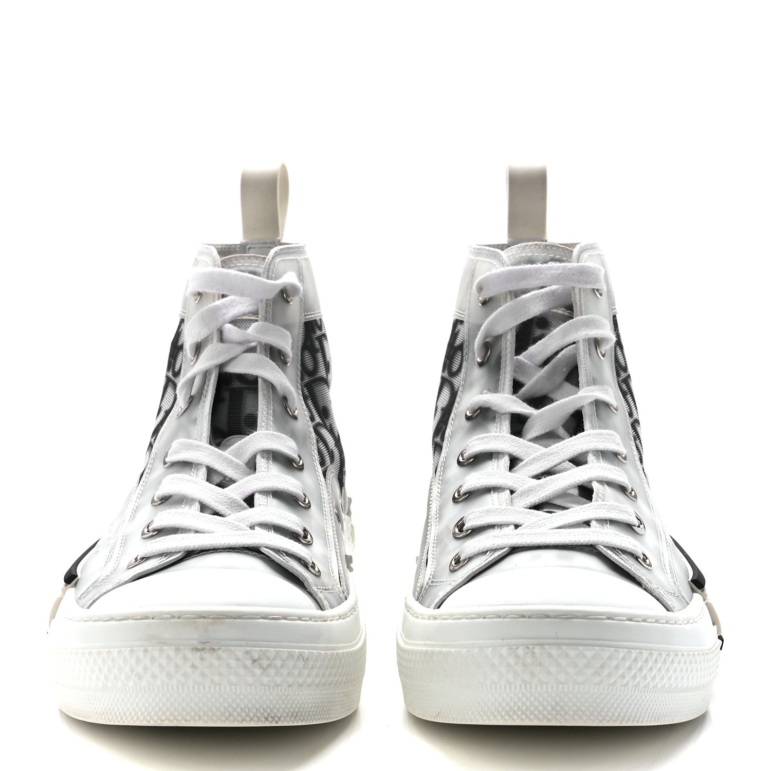 Christian Dior Technical Canvas Oblique Mens B23 High Top Sneakers 38 White Black 2 of 9