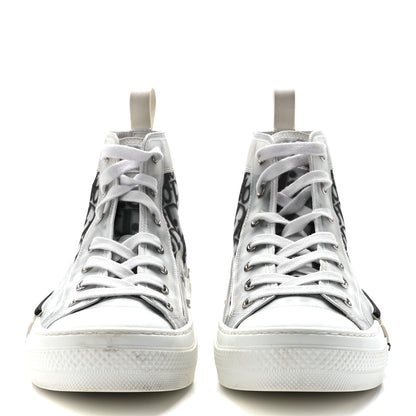 Christian Dior Technical Canvas Oblique Mens B23 High Top Sneakers 38 White Black 2 of 9