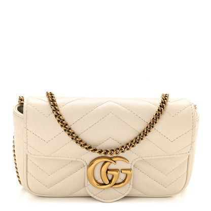 Gucci Calfskin Matelasse Super Mini GG Marmont Shoulder Bag White 1 of 10