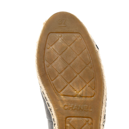 Chanel Canvas Grosgrain CC Espadrilles 37 Grey Black 8 of 11