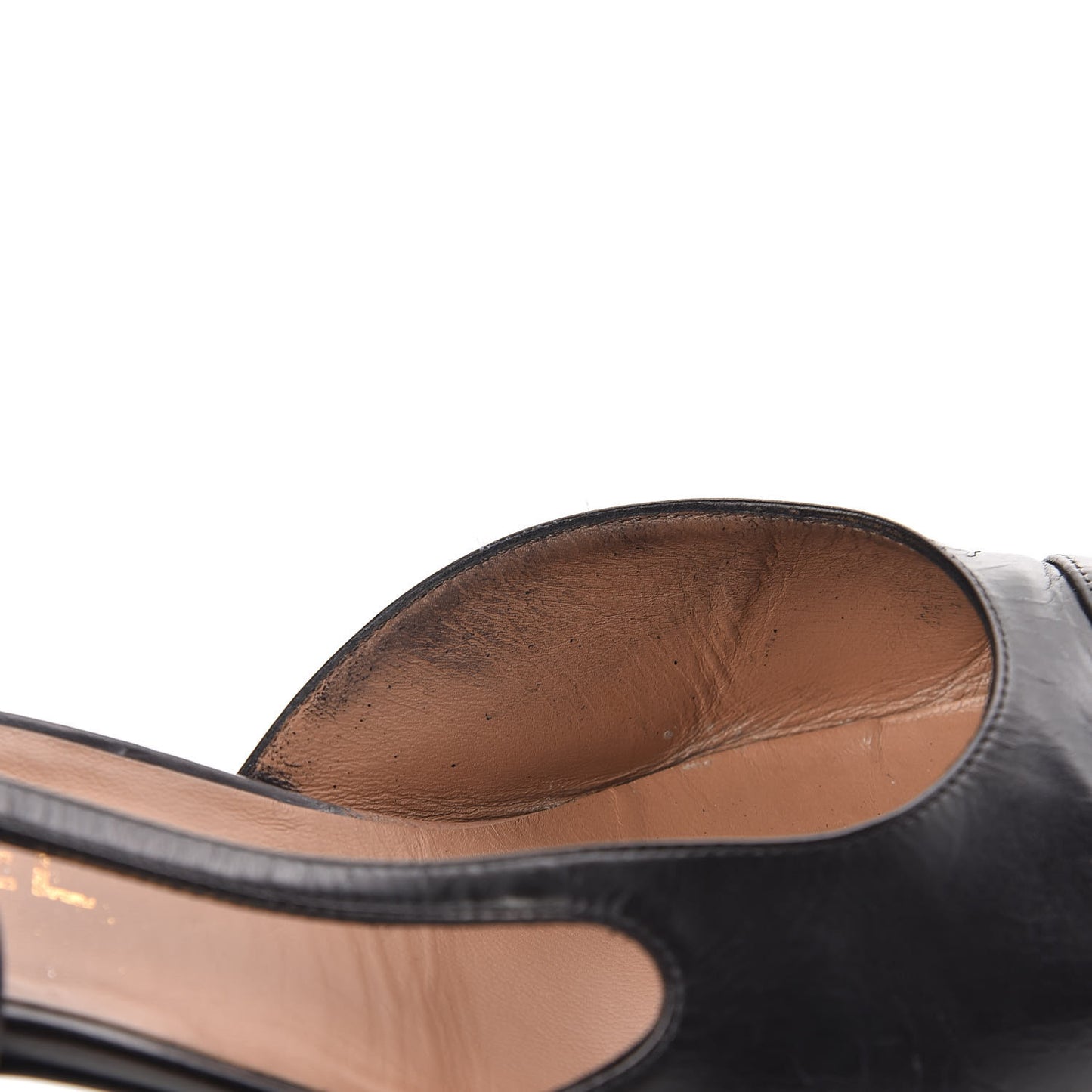 Calfskin Cap Toe CC Slingback Pumps 41.5 Black