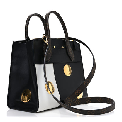 Louis Vuitton Calfskin Monogram Studded City Steamer PM Black White 3 of 9