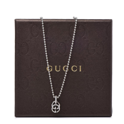 Gucci 18K White Gold Diamond Running GG Pendant Necklace 7 of 7