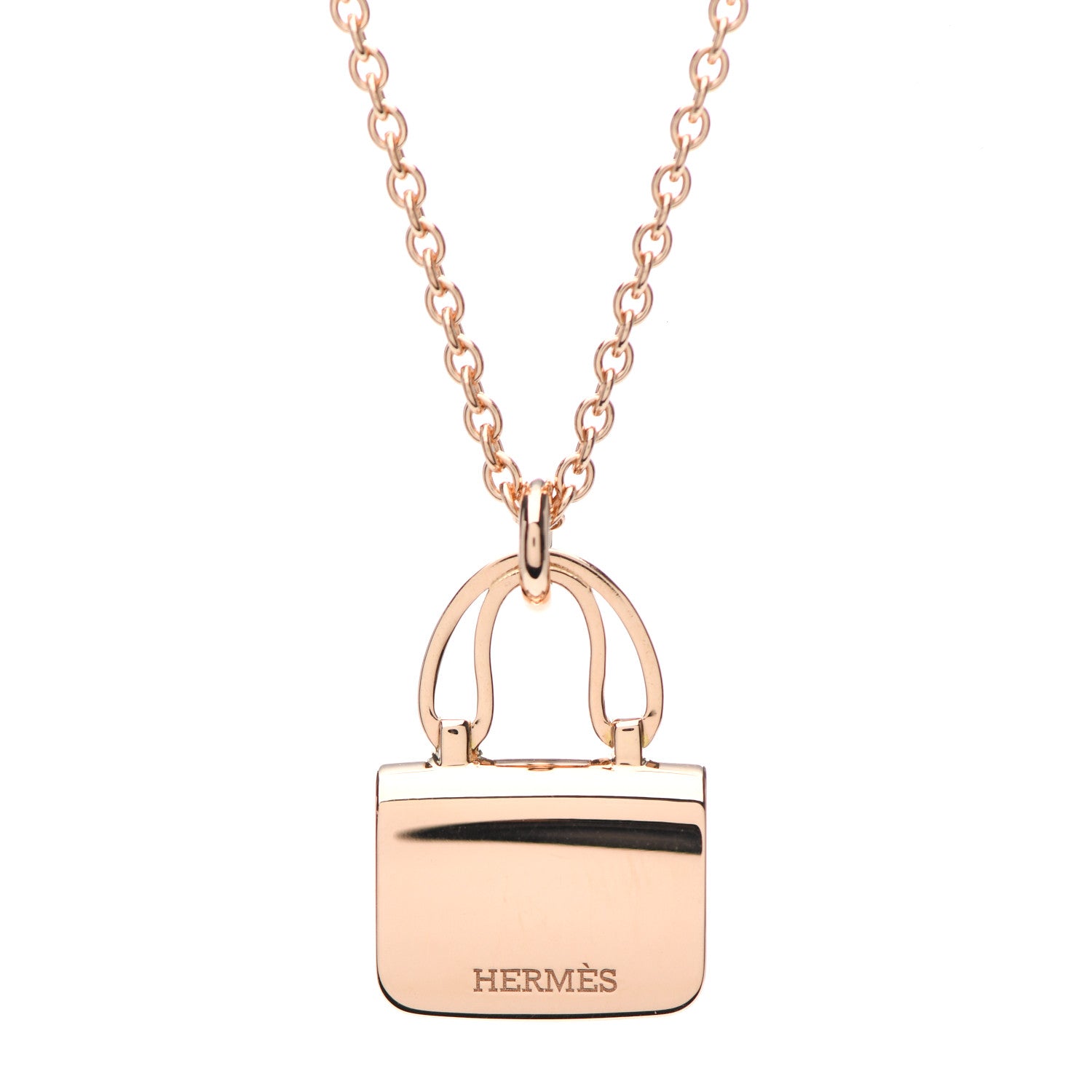 Hermes 18K Rose Gold Diamond Constance Amulettes Pendant Necklace 5 of 7