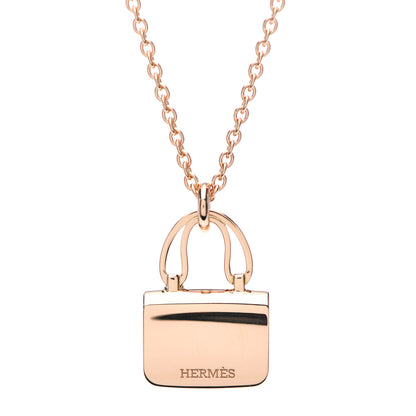 Hermes 18K Rose Gold Diamond Constance Amulettes Pendant Necklace 5 of 7