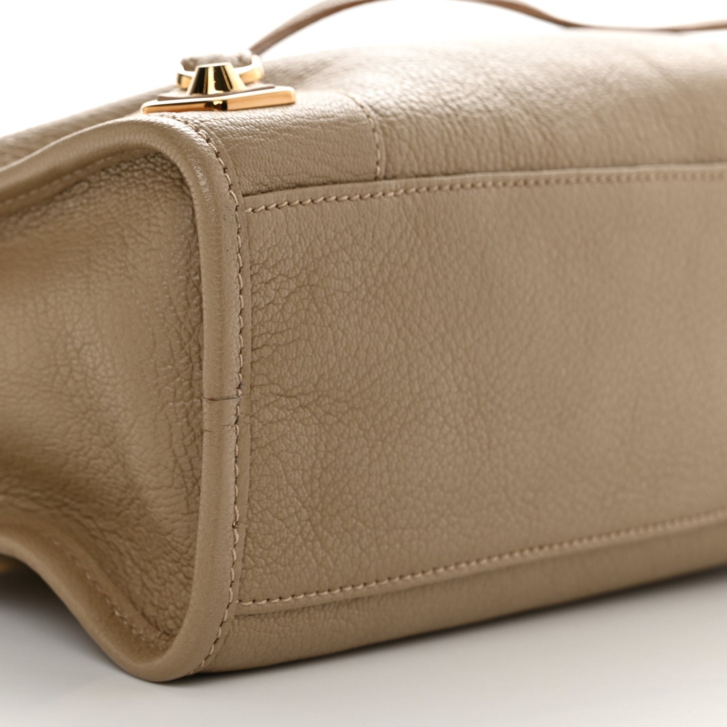 Chevre Gold Metallic Edge Hardware S City Beige Latte