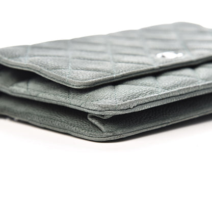 Chanel Iridescent Caviar Quilted Wallet On Chain WOC Green 9 of 11