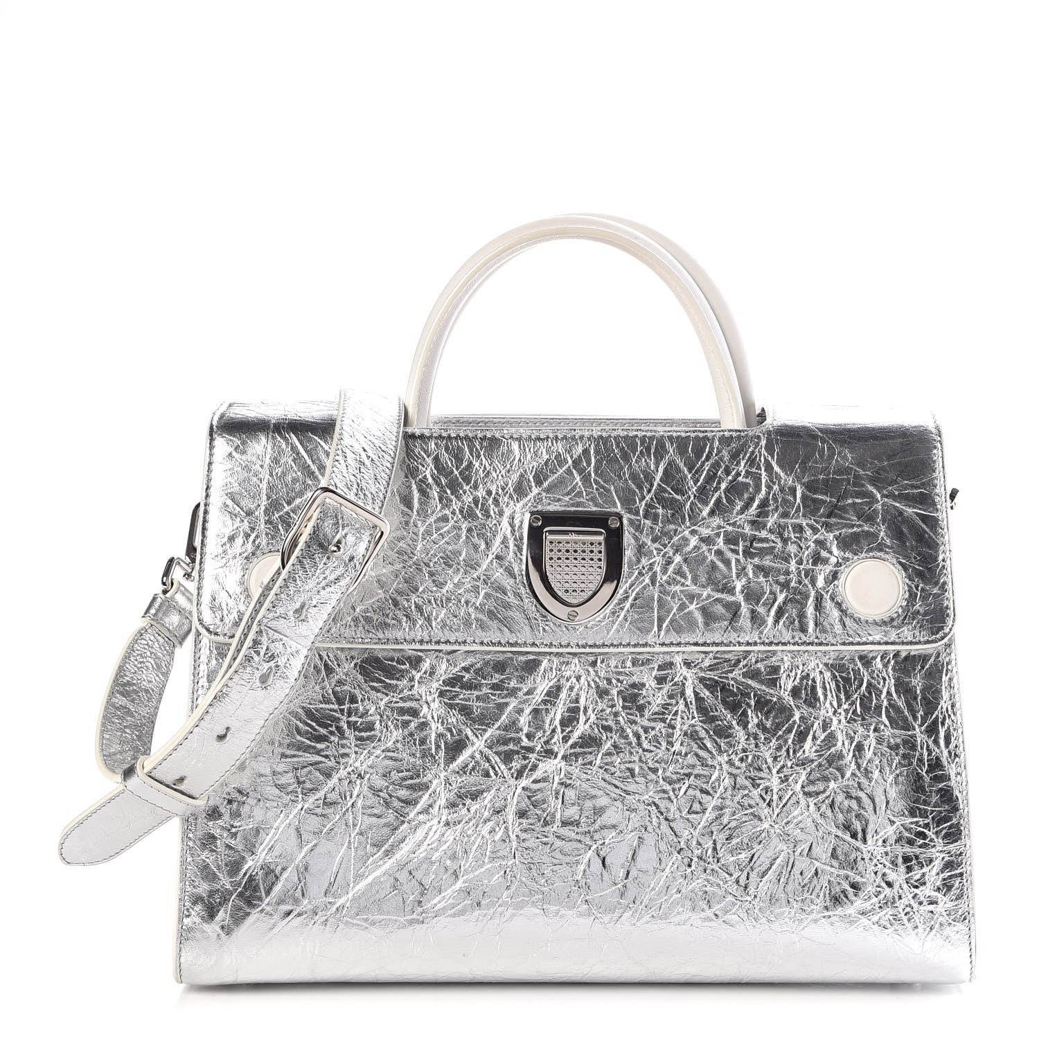 Christian Dior Metallic Calfskin Medium Diorever Flap Silver 1 of 16