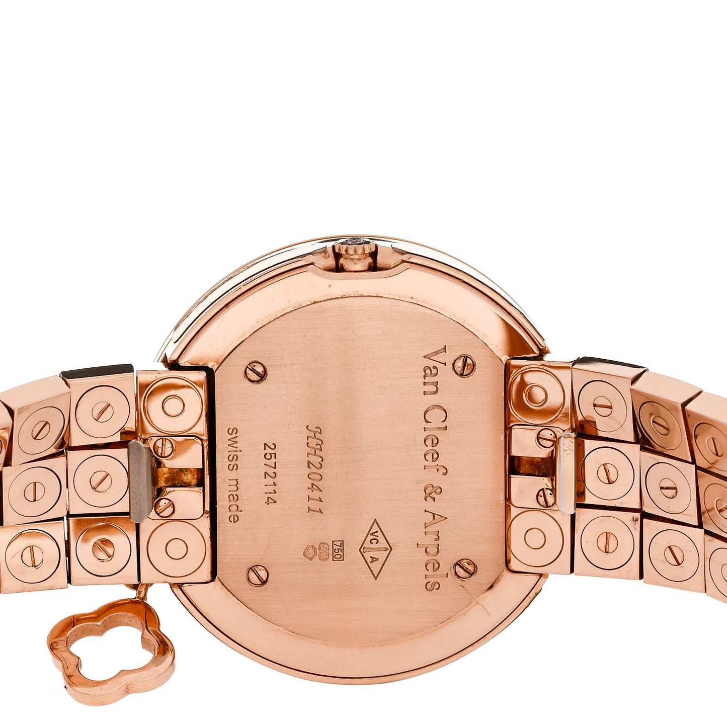 18K Rose Gold Diamond Bezel 32mm Charms Quartz Watch Black