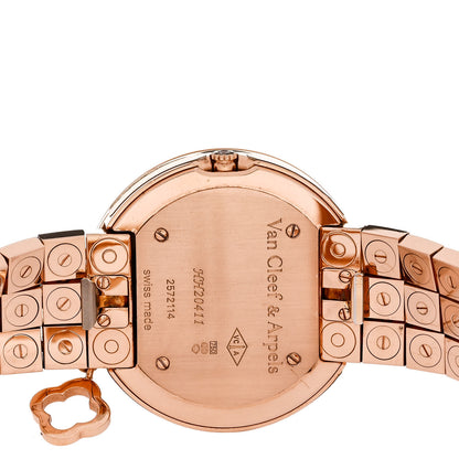 Van Cleef & Arpels 18K Rose Gold Diamond Bezel 32mm Charms Quartz Watch Black 4 of 6