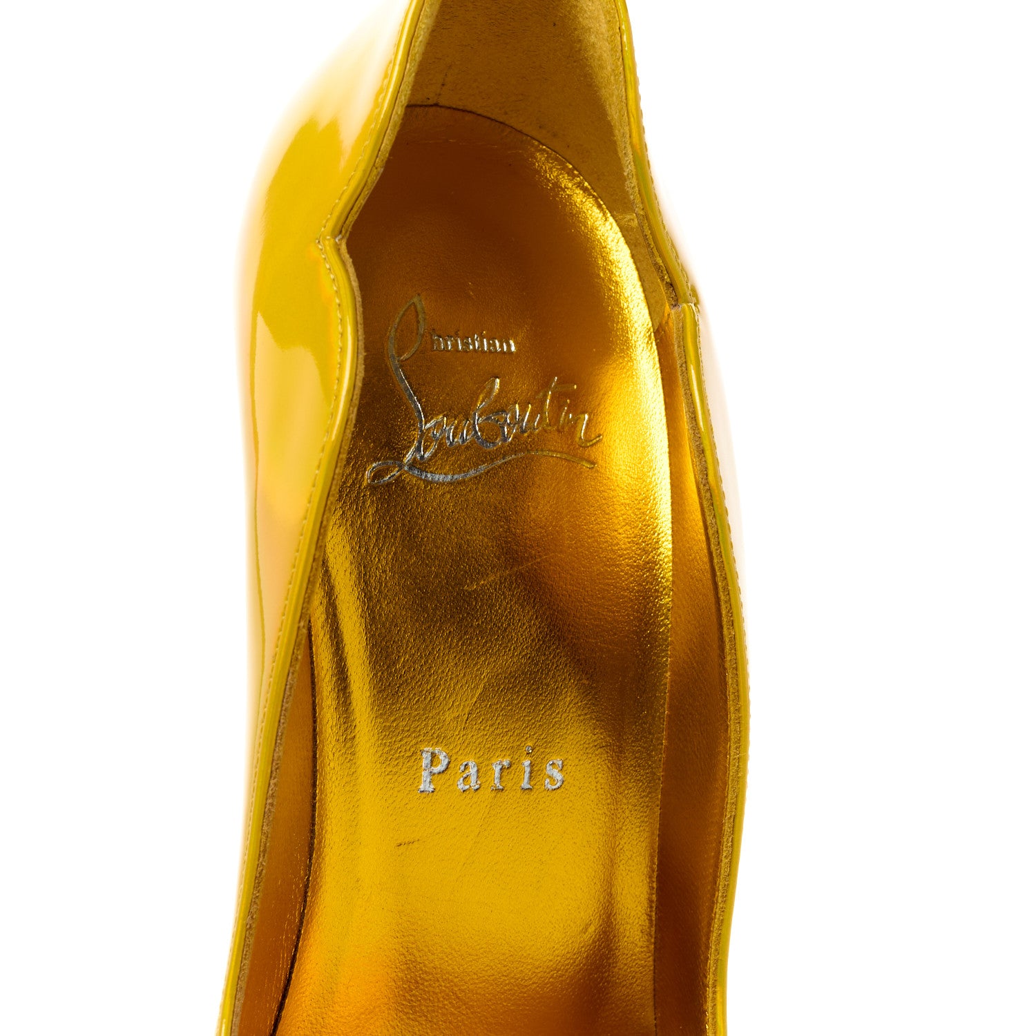 Christian Louboutin Metallic Patent Hot Chick 100 Pumps 36 Yellow 7 of 10