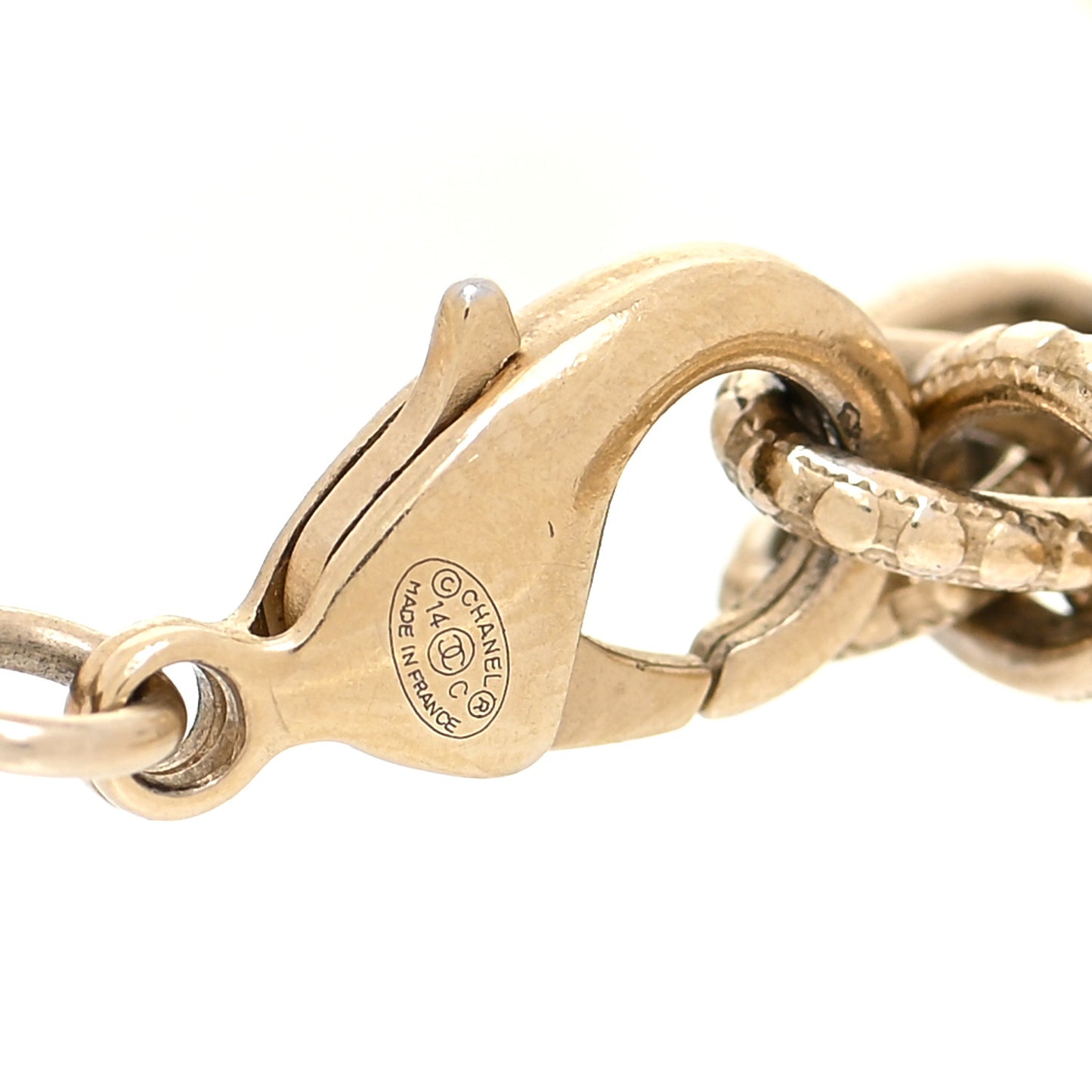 Crystal Pearl CC Bracelet Gold