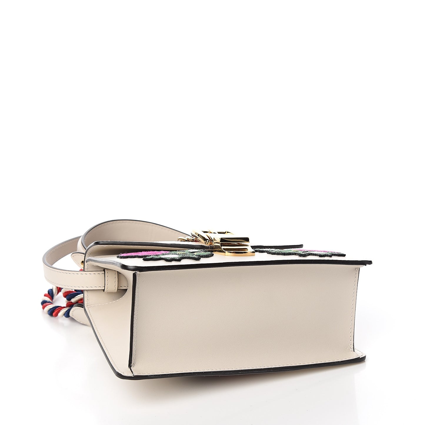 Calfskin Embroidered Mini Sylvie Top Handle Bag White