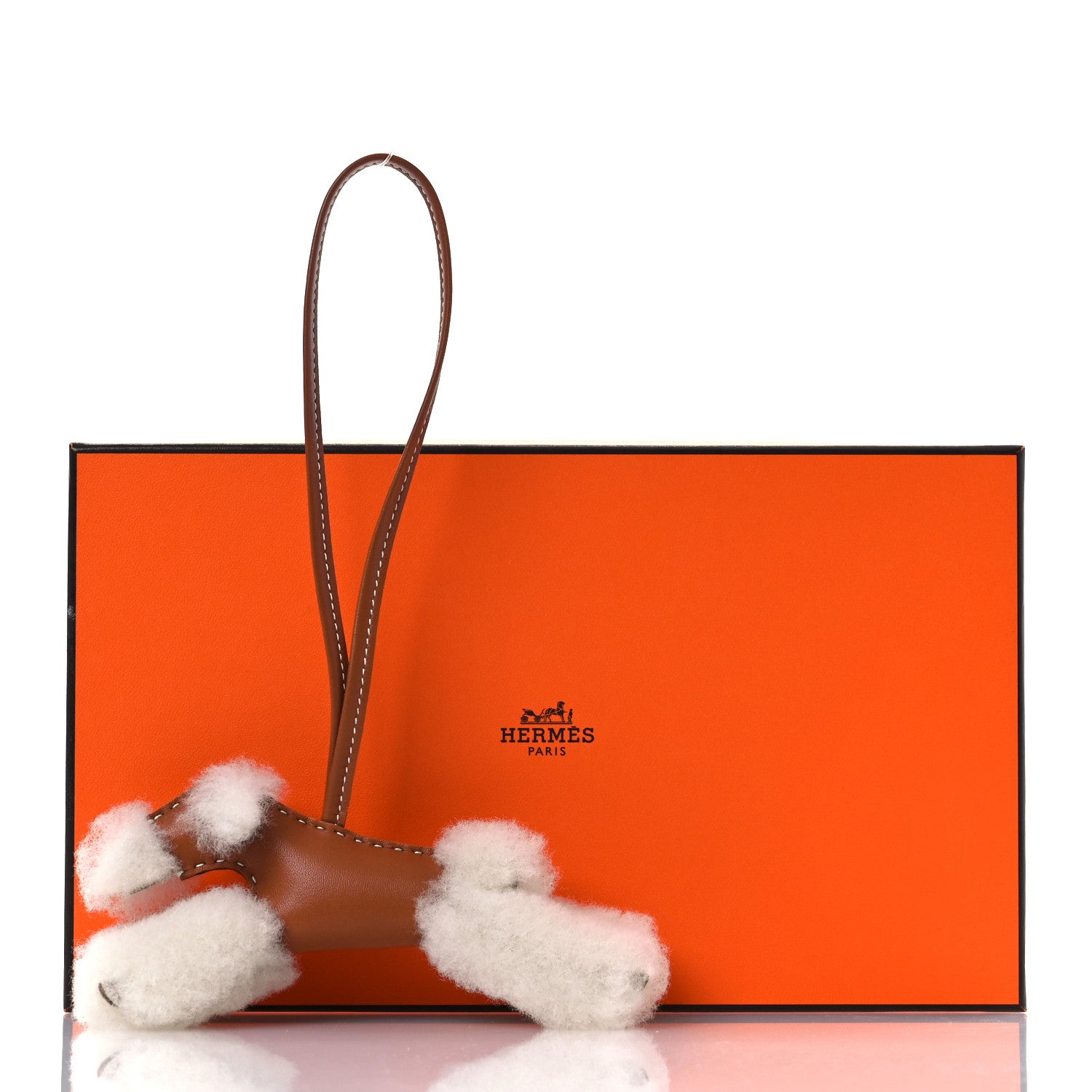 Hermes Milo Lambskin Shearling Budy Charm Gold Craie 5 of 5