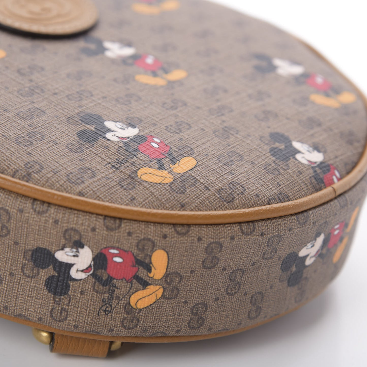 X DISNEY Mini Vintage GG Supreme Monogram Mickey Mouse Round Backpack Beige Vintage Sun Oil