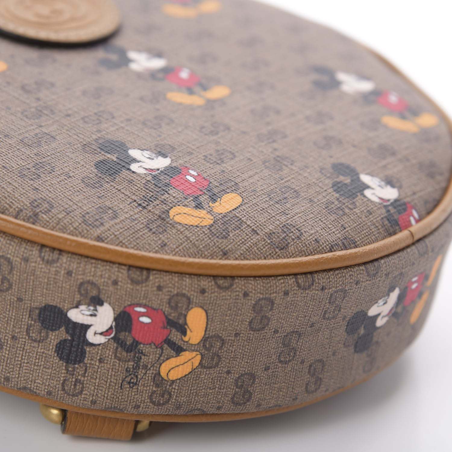 Gucci X DISNEY Mini Vintage GG Supreme Monogram Mickey Mouse Round Backpack Beige Vintage Sun Oil 5 of 10