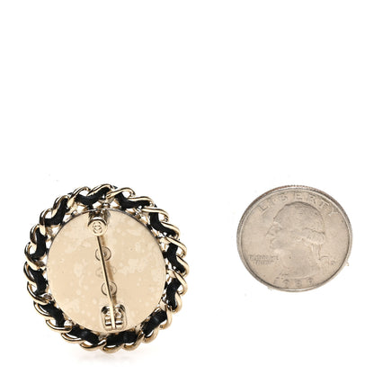 Chanel Metal Lambskin Denim CC Brooch Gold Blue Black 2 of 4