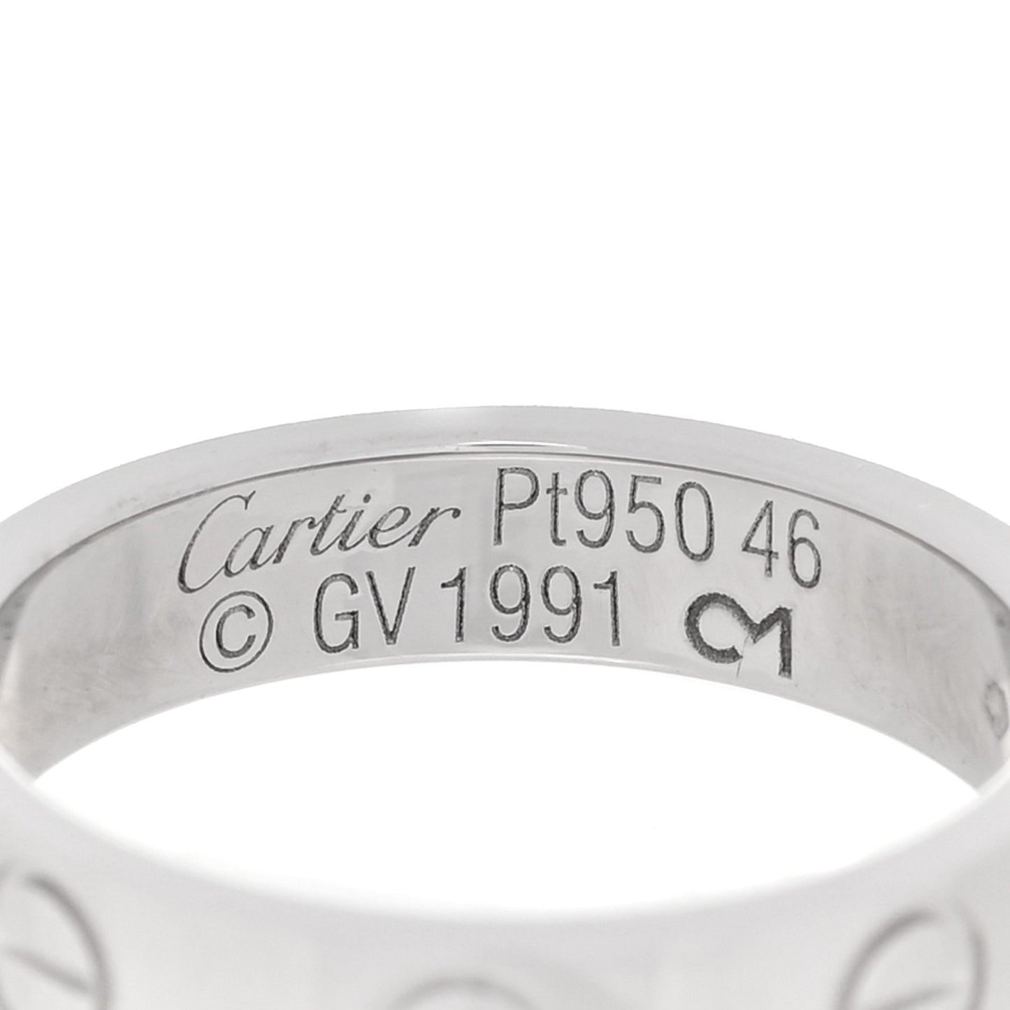 Platinum 3.5mm LOVE Wedding Band Ring 46 3.75