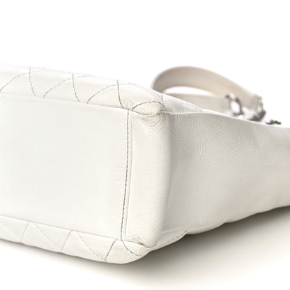 Chanel Caviar Quilted Petit Shopping Tote PST White 9 of 38