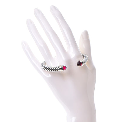 David Yurman Sterling Silver 14K Yellow Gold Pink Tourmaline 7mm Cable Classics Bracelet 2 of 5