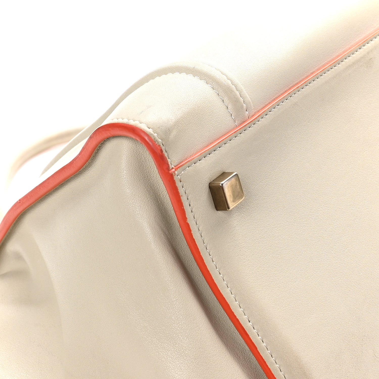 Celine Smooth Calfskin Medium Phantom Luggage Chalk Orange Trim 12 of 17
