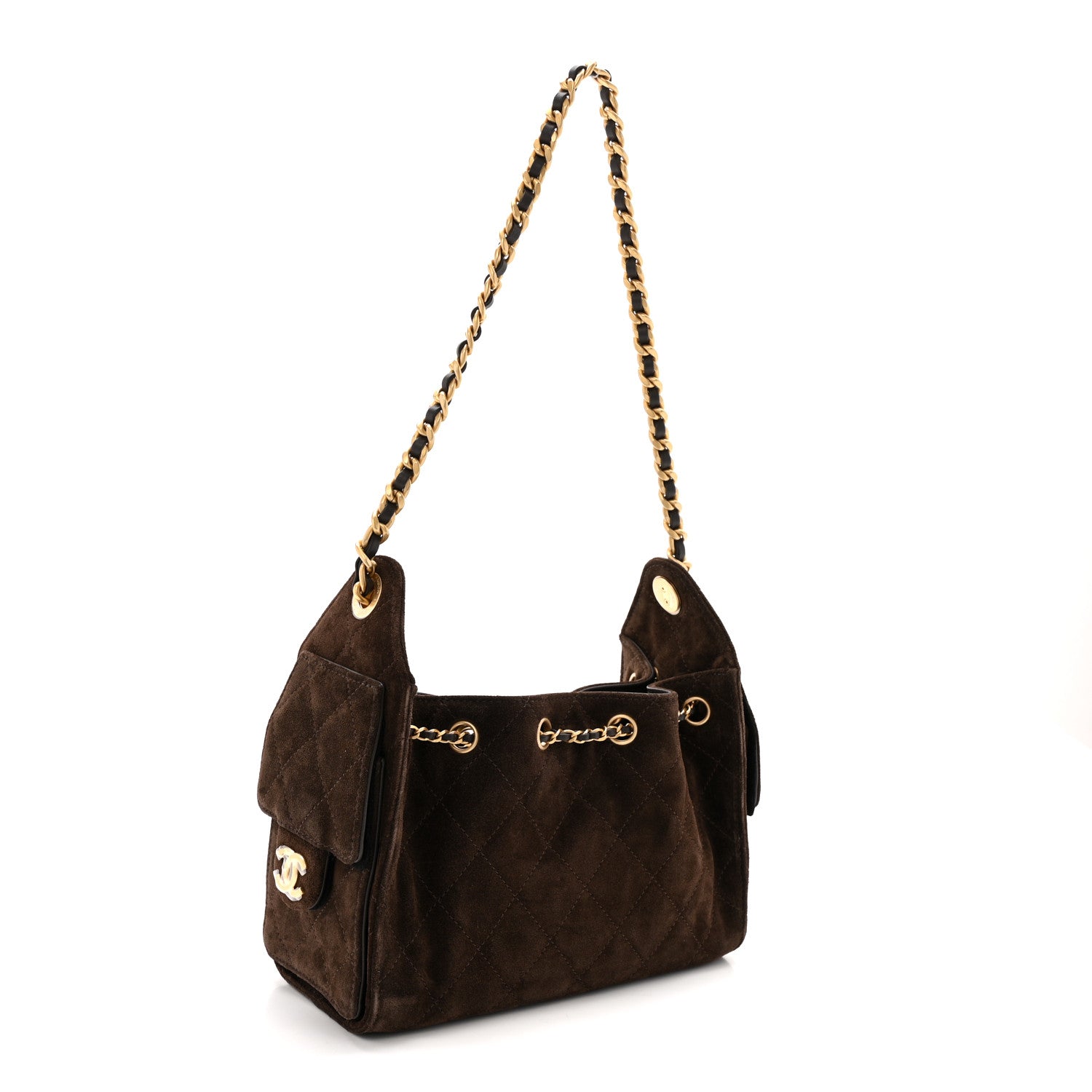 Chanel Suede Quilted Mini Chanel 25 Handbag Dark Brown 3 of 11