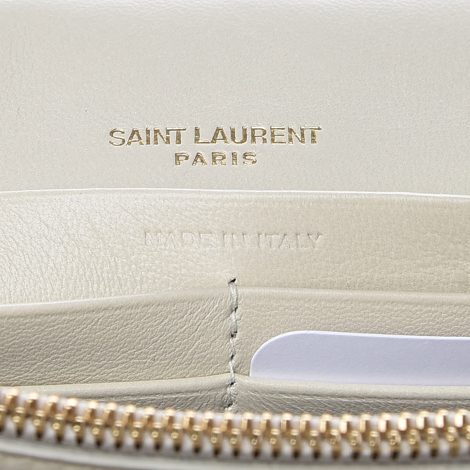 Saint Laurent Lambskin Matelasse Monogram Vicky Chain Wallet Off White 9 of 11