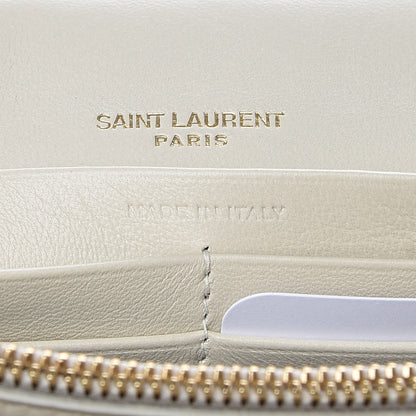 Saint Laurent Lambskin Matelasse Monogram Vicky Chain Wallet Off White 9 of 11