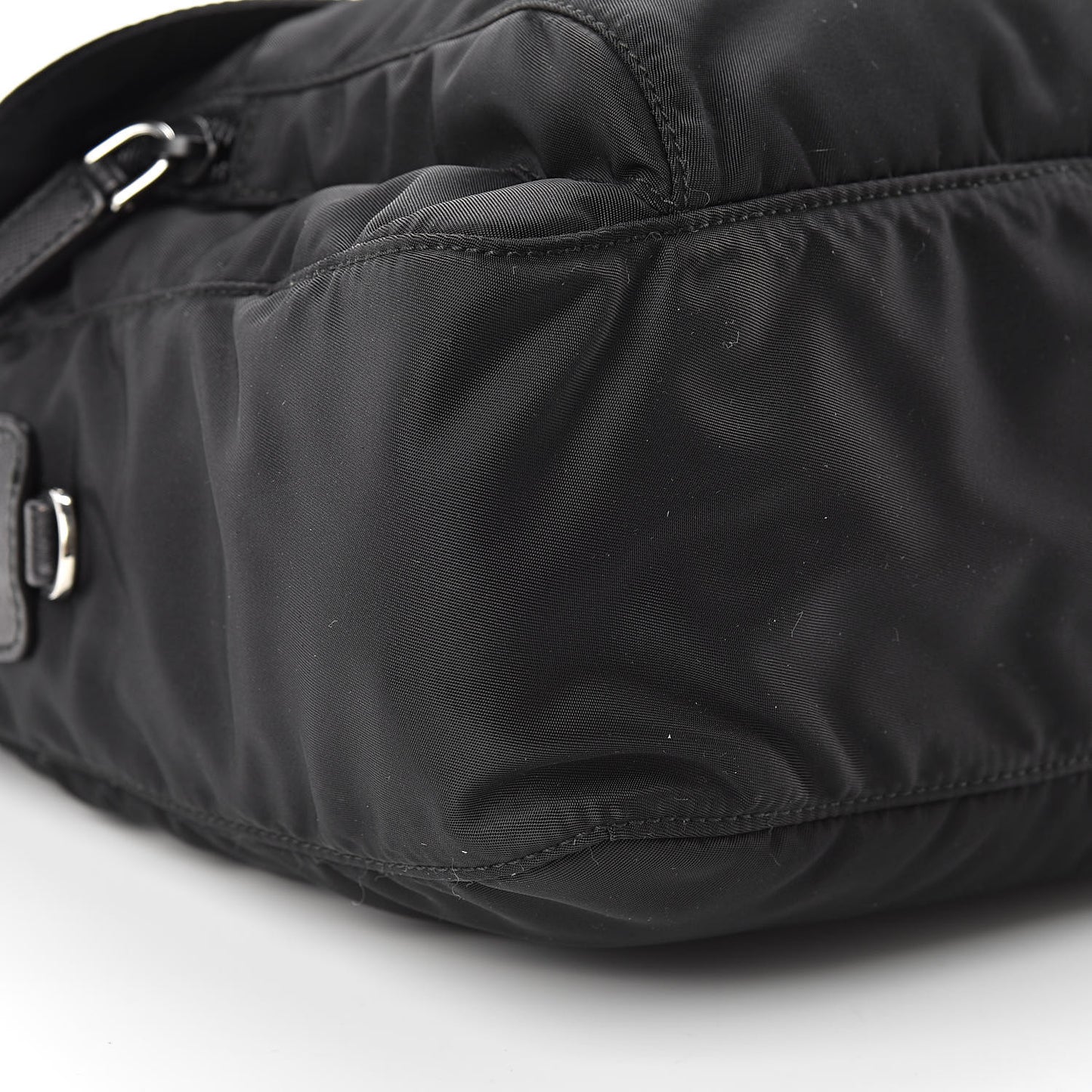 Nylon Vela Saffiano Single Buckle Messenger Shoulder Bag Black
