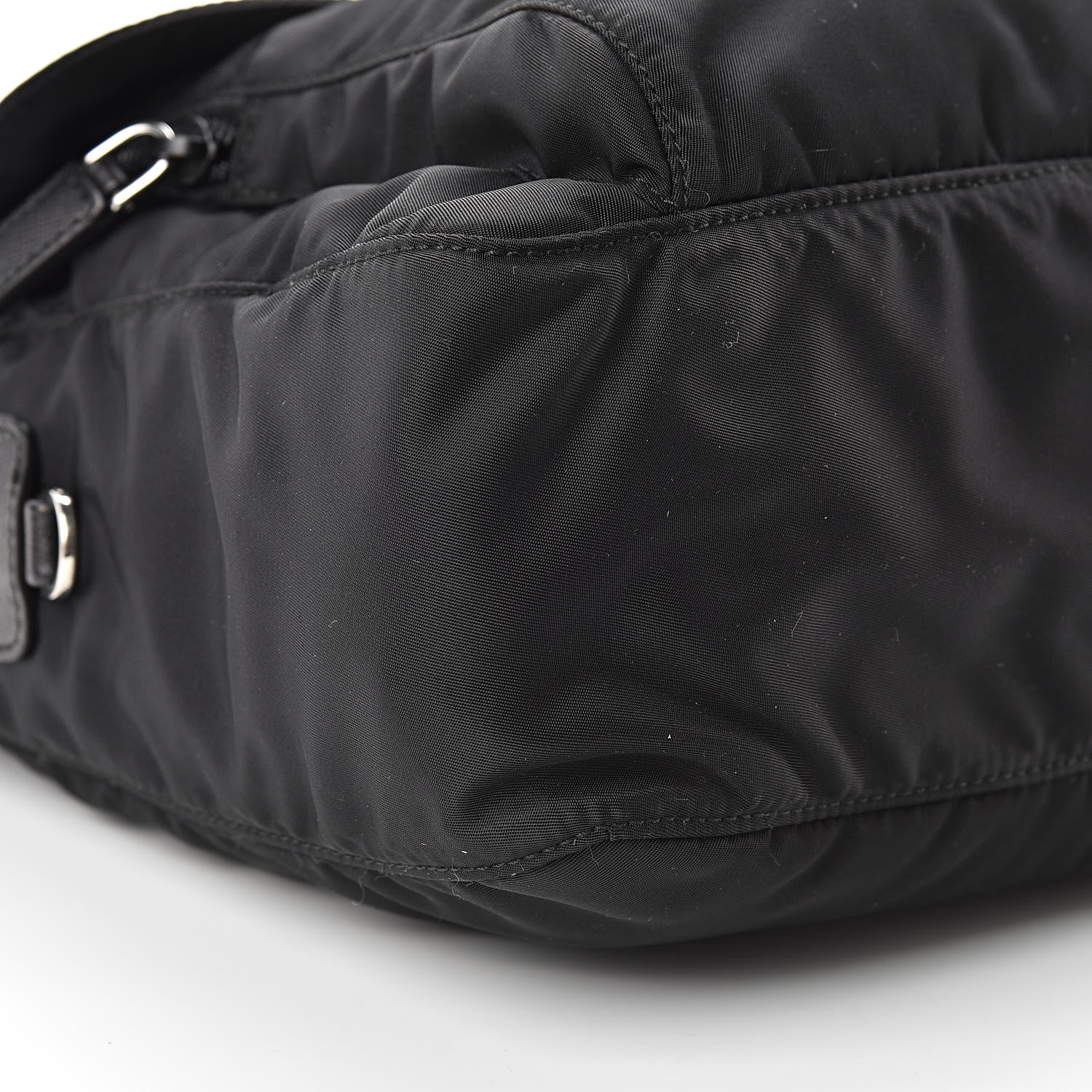 Prada Nylon Vela Saffiano Single Buckle Messenger Shoulder Bag Black 10 of 11