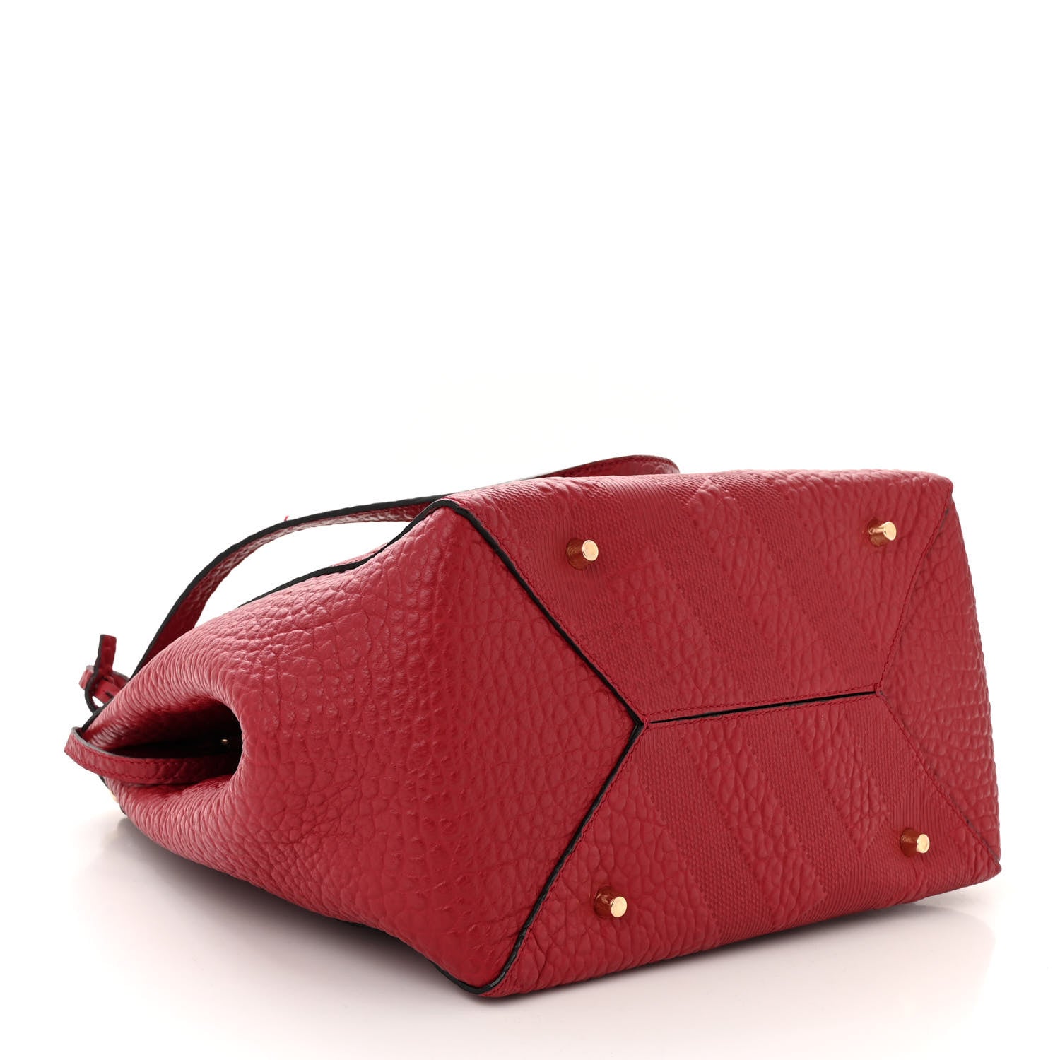 Burberry Signature Grain Calfskin Check Embossed Small Canterbury Tote Red 4 of 11