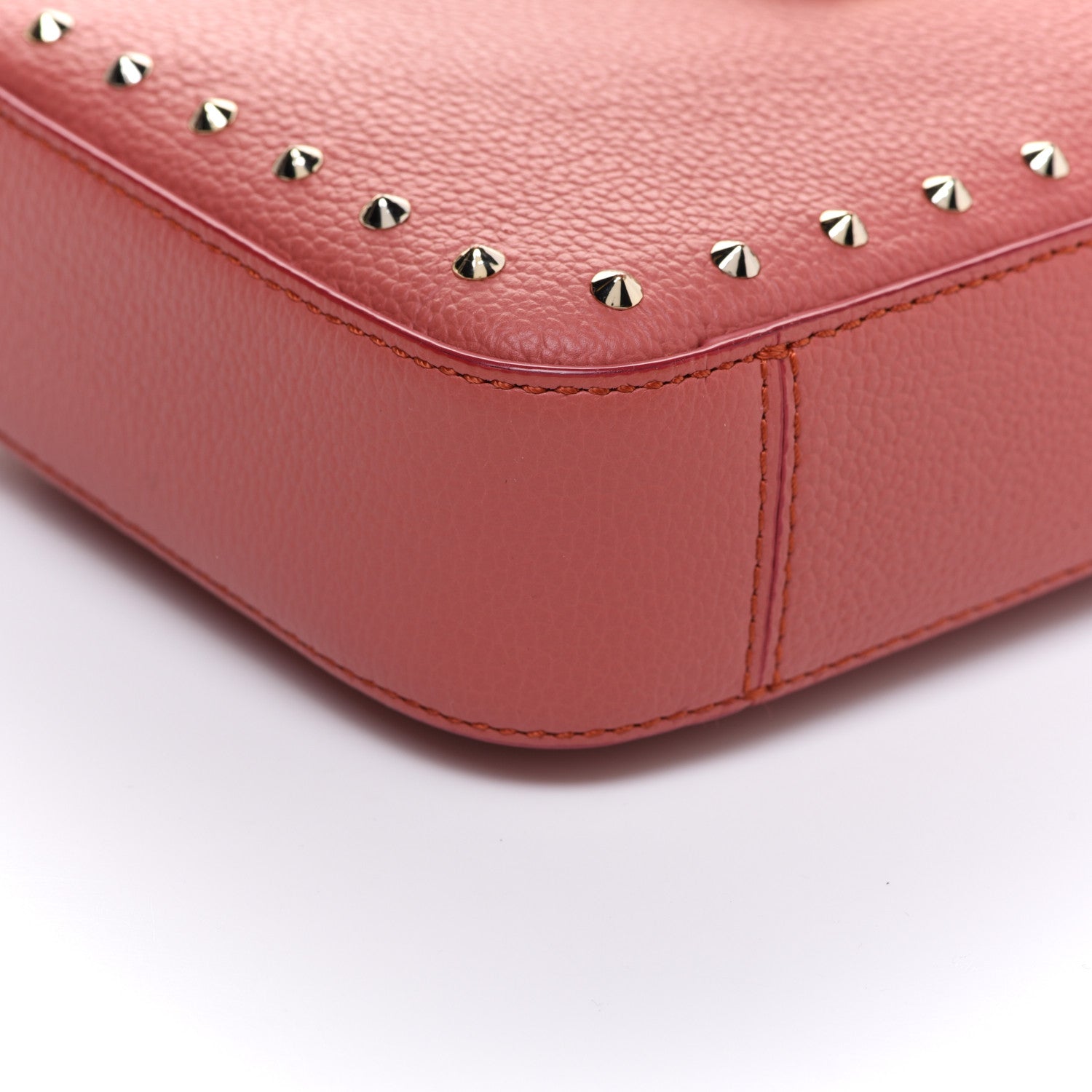 MCM Calfskin Studded Shoulder Bag Pink 9 of 12