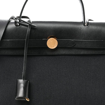 Hermes Military Toile Vache Hunter Herbag Zip Retourne 31 PM Black 7 of 11