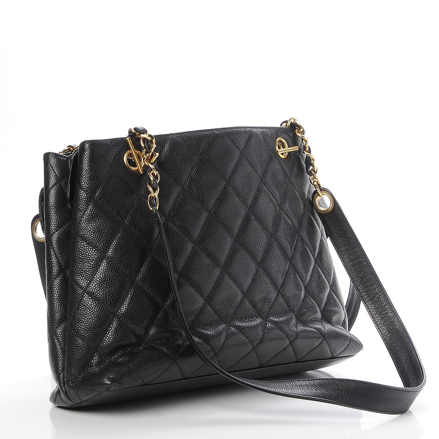 Caviar Quilted Flap Shoulder Bag Black