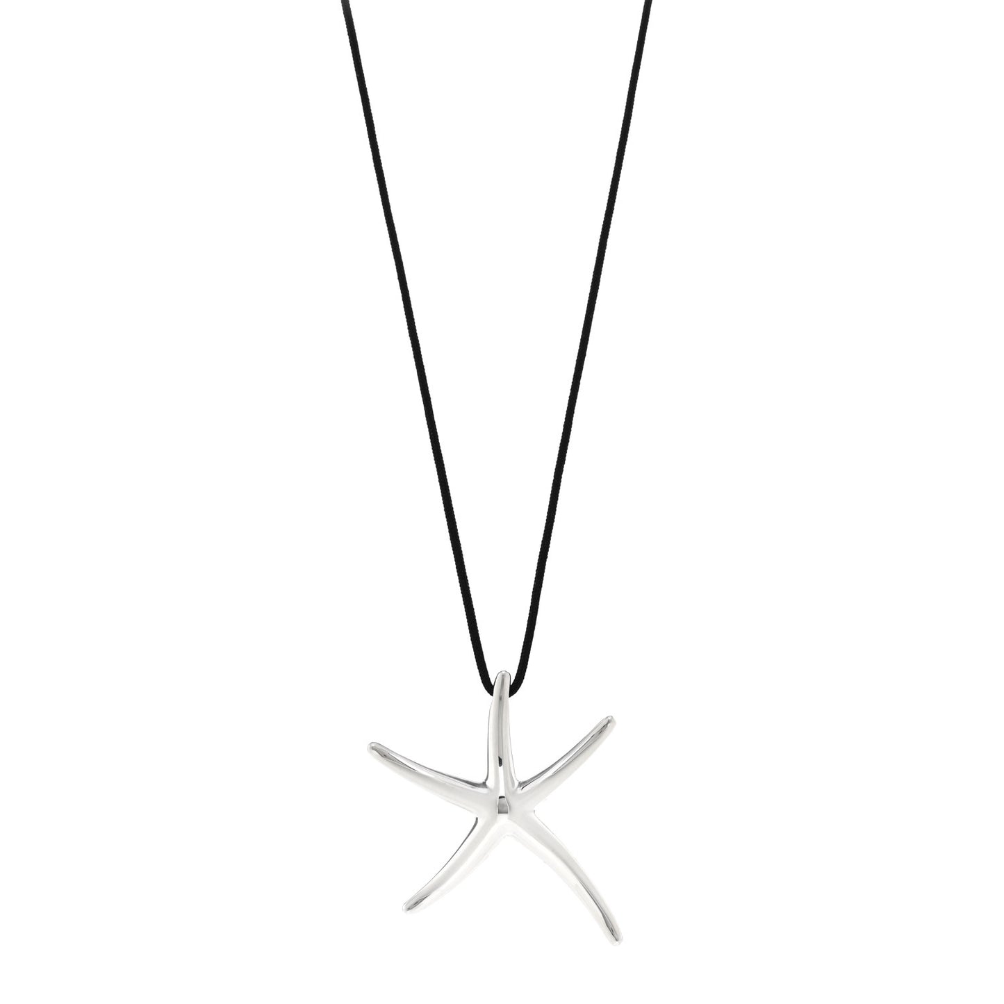 Sterling Silver 42mm Elsa Peretti Starfish Pendant Cord Necklace