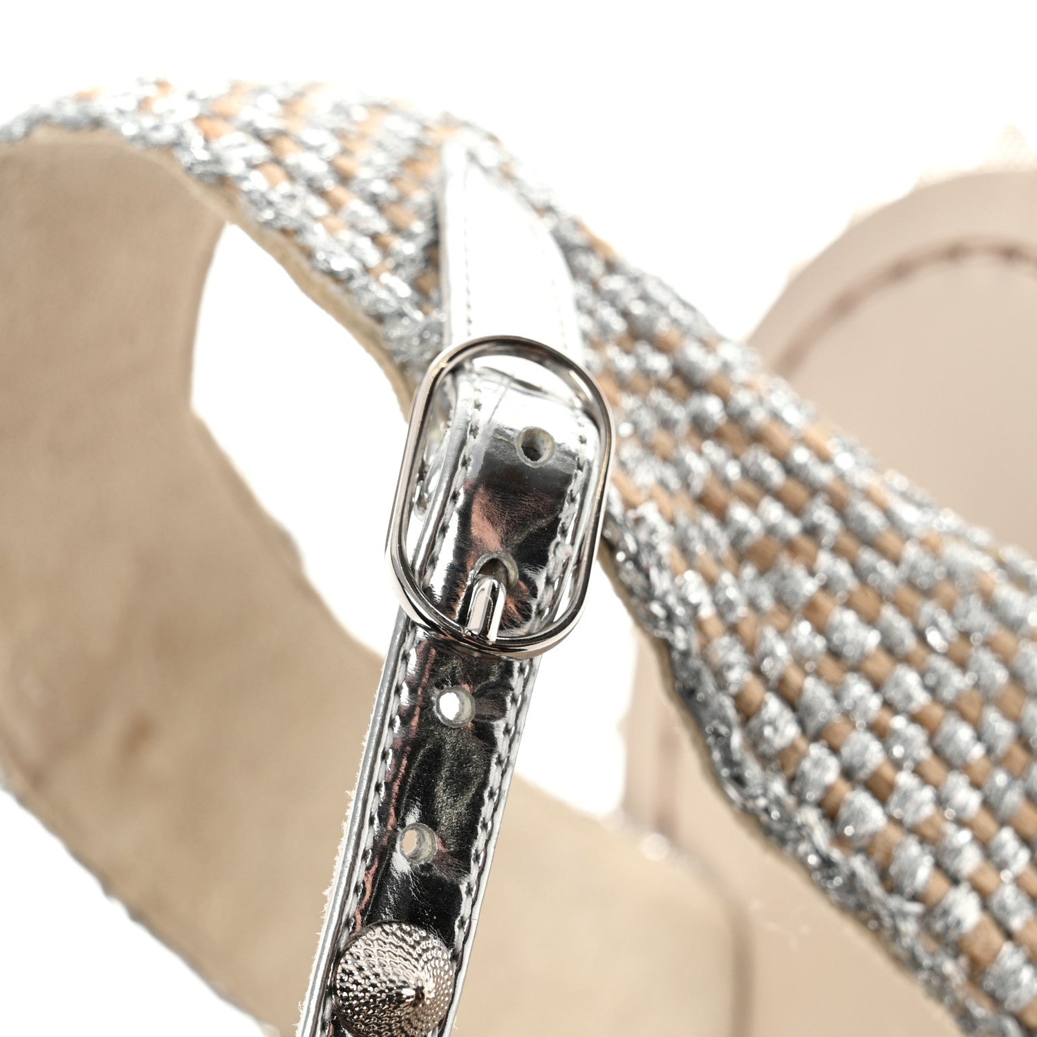 Christian Louboutin Metallic Cordorella Spiked Flat Sandals 40 Silver 9 of 9