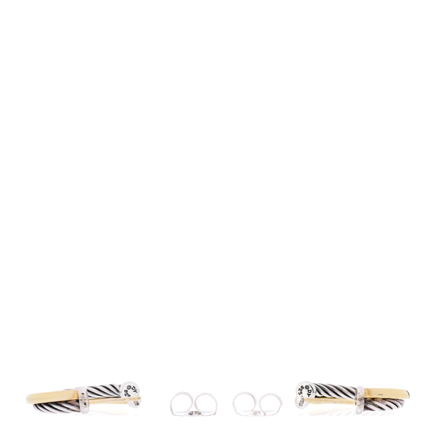 Sterling Silver 18K Yellow Gold 23mm Crossover Cable Hoop Earrings