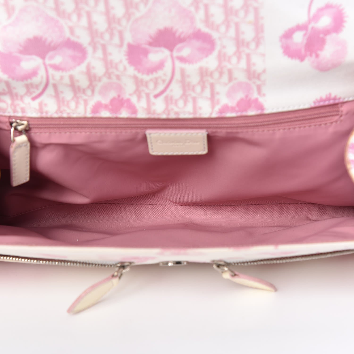 Christian Dior Canvas Monogram Floral Chain Shoulder Bag Pink 7 of 15