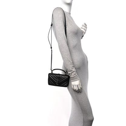 Saint Laurent Sheepskin Matelasse Chevron Monogram College Chain Wallet Coal 2 of 10