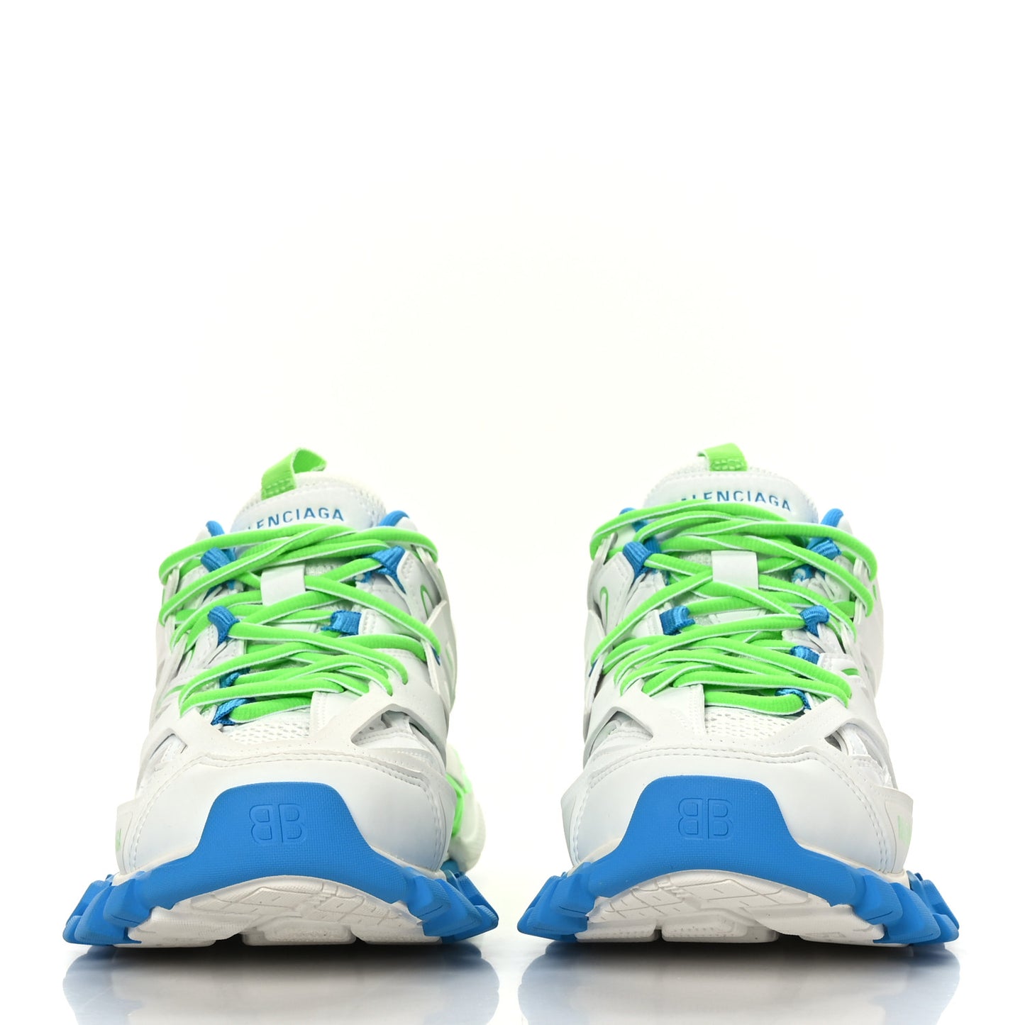 Mesh Rubber Womens Track Sneakers 37 White Green Blue