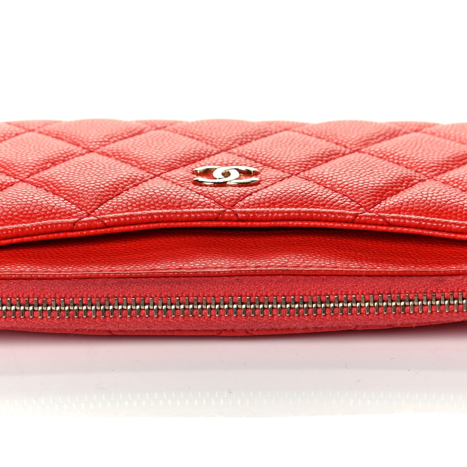 Chanel Caviar Quilted Classic Zip Pouch Red 7 of 7